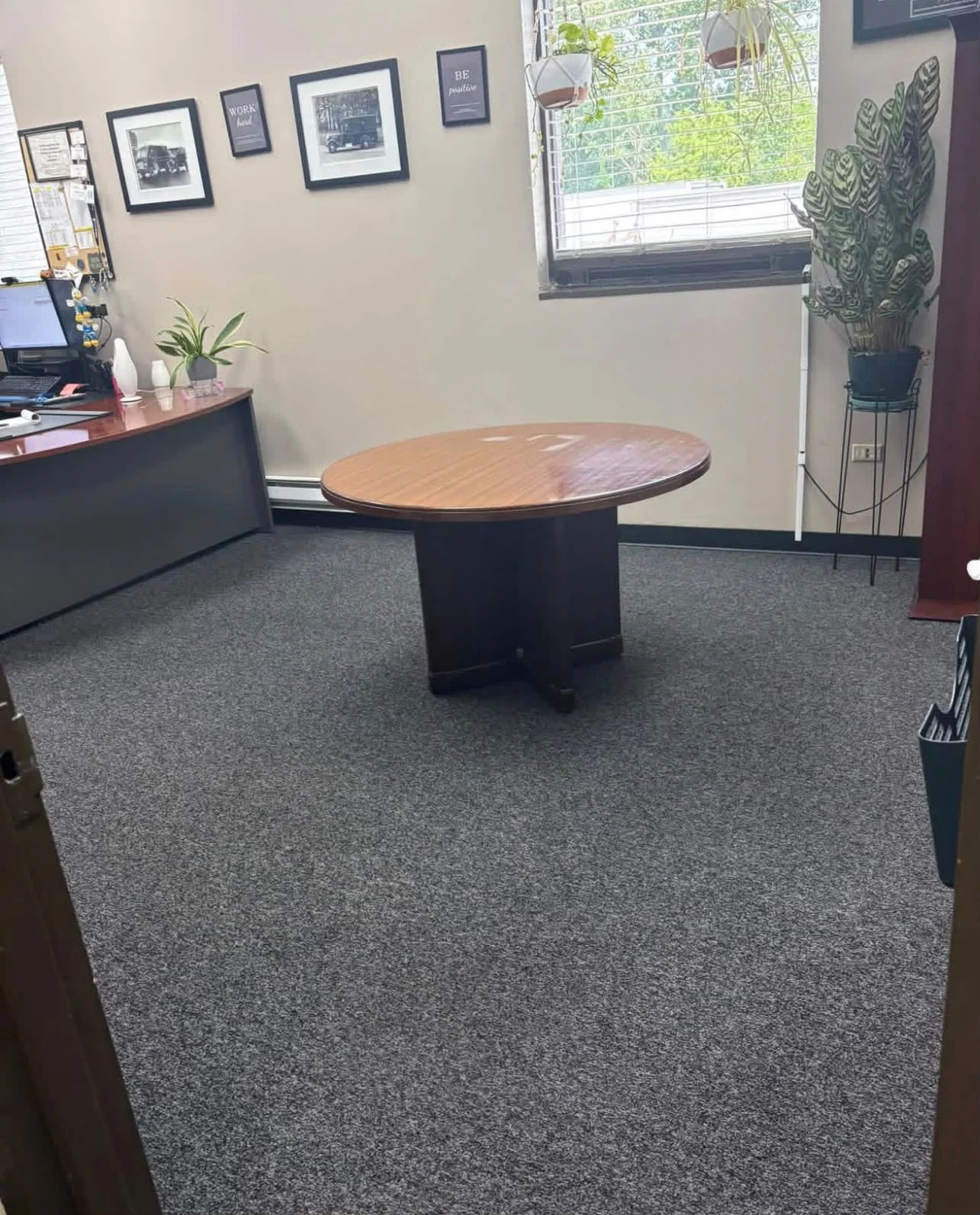 Office with freshly cleaned carpet